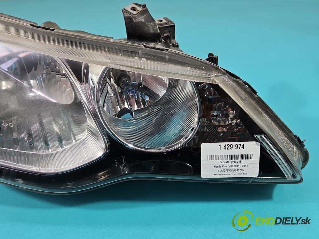 Honda Civic VIII 2006-2011 1.8 16V 140 HP manual 103 kW 1799 cm3 4- Reflektor: pravý  (Pravé)