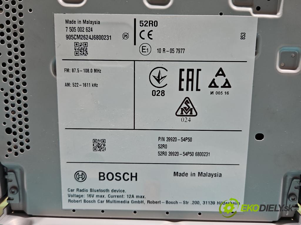 Suzuki Vitara II 2015- 1.6 16V 120 HP automatic 88 kW 1586 cm3 5- Radio originál 39920-54P50