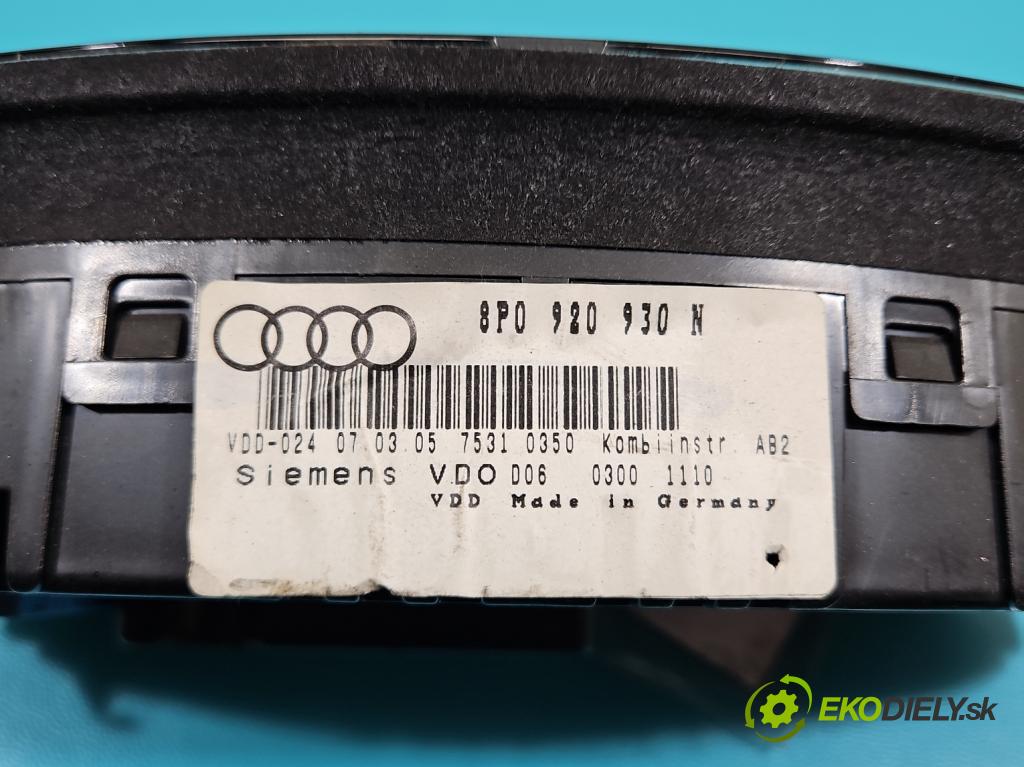 Audi A3 8P 2003-2012 2.0 FSI 150 HP manual 110 kW 1984 cm3 3- prístrojovka/ budíky 8P0920930N (Prístrojové dosky, displeje)