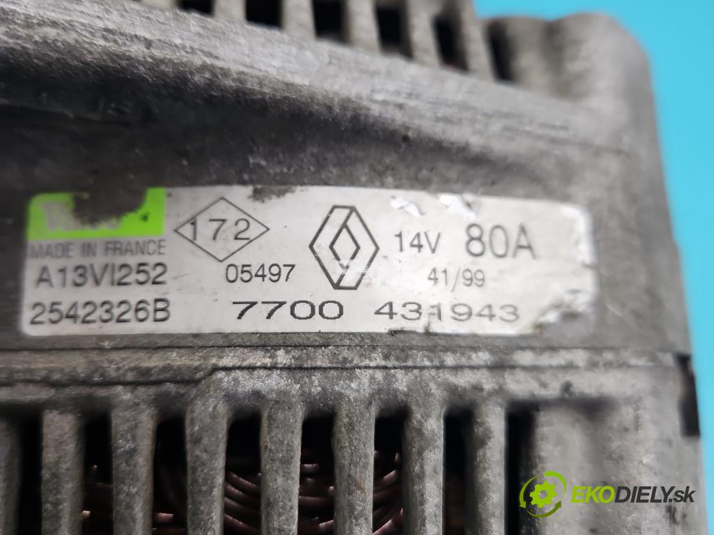 Renault Megane I 1995-2003 1.9 dti 98 HP manual 72 kW 1870 cm3 5- Alternator 7700431943 (Alternátory)
