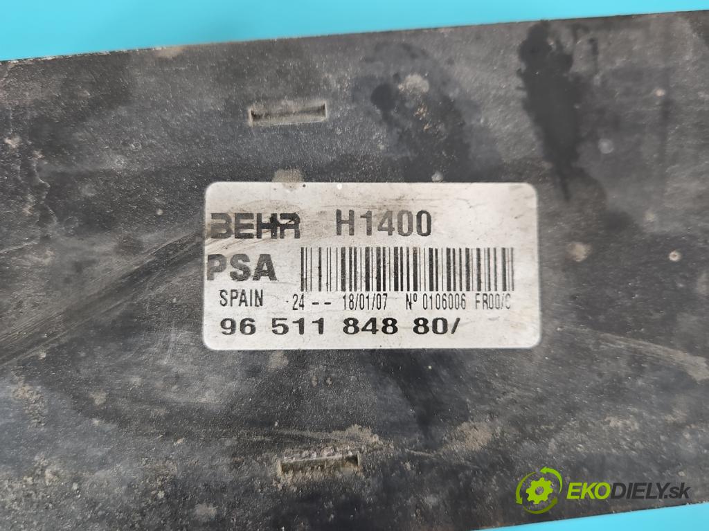 Peugeot 207 1.6 hdi 90 hp manual 66,2 kW 1560 cm3 5- Intercooler 9651184880 (Chladiče nasávaného vzduchu (intercoolery))