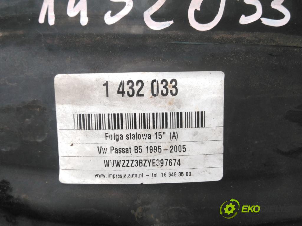 Vw Passat B5 1995-2005 1.9 TDI 116 HP manual 85 kW 1896 cm3 5- Disk oceľový 15"