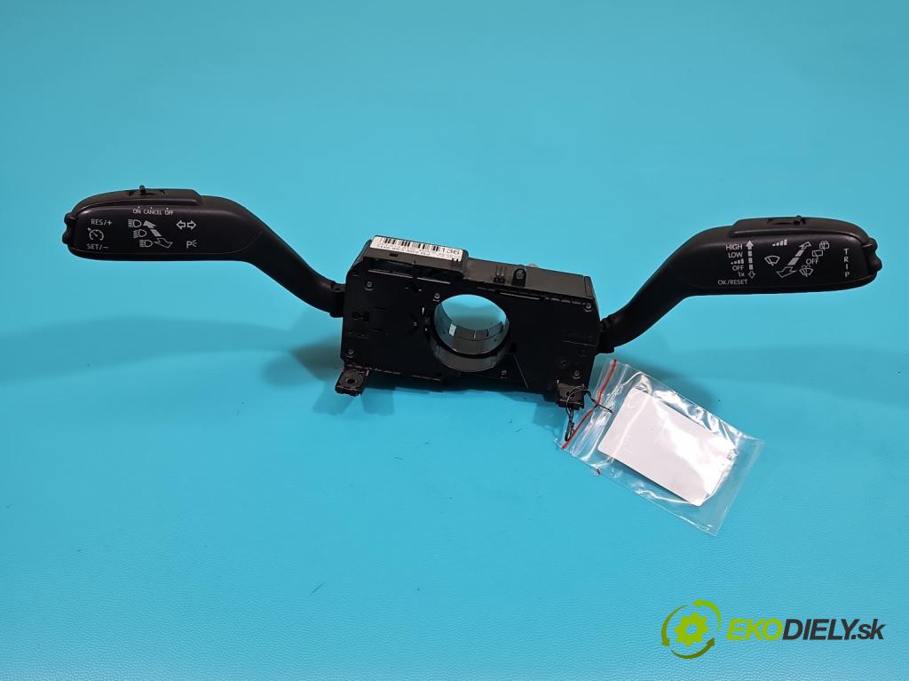 Seat Ibiza IV 6J 2008-2017 1.6 tdi 90 HP manual 66 kW 1598 cm3 5- prepínač komplex: 7H0953503GJ (Prepínacie páčky pod volantom)