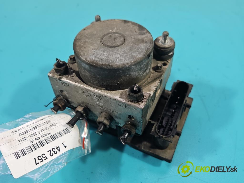 Opel Corsa D 2006-2014 1.4 16V 90 HP manual 66 kW 1364 cm3 5- čerpadlo abs 0265800422 (Pumpa ABS)
