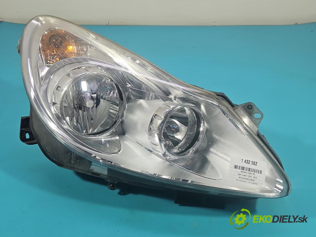 Opel Corsa D 2006-2014 1.4 16V 90 HP manual 66 kW 1364 cm3 5- Reflektor: pravý 89313309 (Svetlo predné pravé)