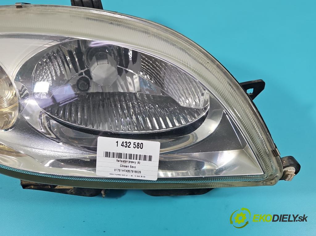 Citroen Saxo 1.1 8V 60 HP manual 44 kW 1124 cm3 5- Reflektor: pravý 9636331680 (Svetlo predné pravé)