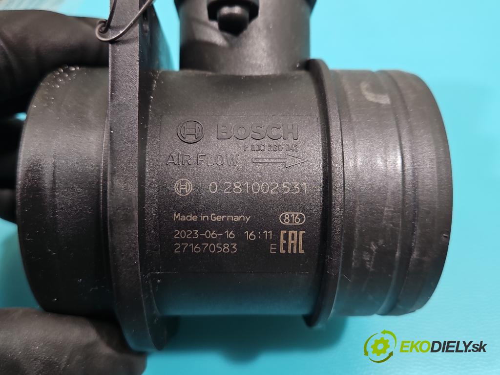 Vw Touran I 2003-2015 1.9 tdi 105 HP manual 77 kW 1896 cm3 5- průtokoměr: 0281002531 (Váhy vzduchu)
