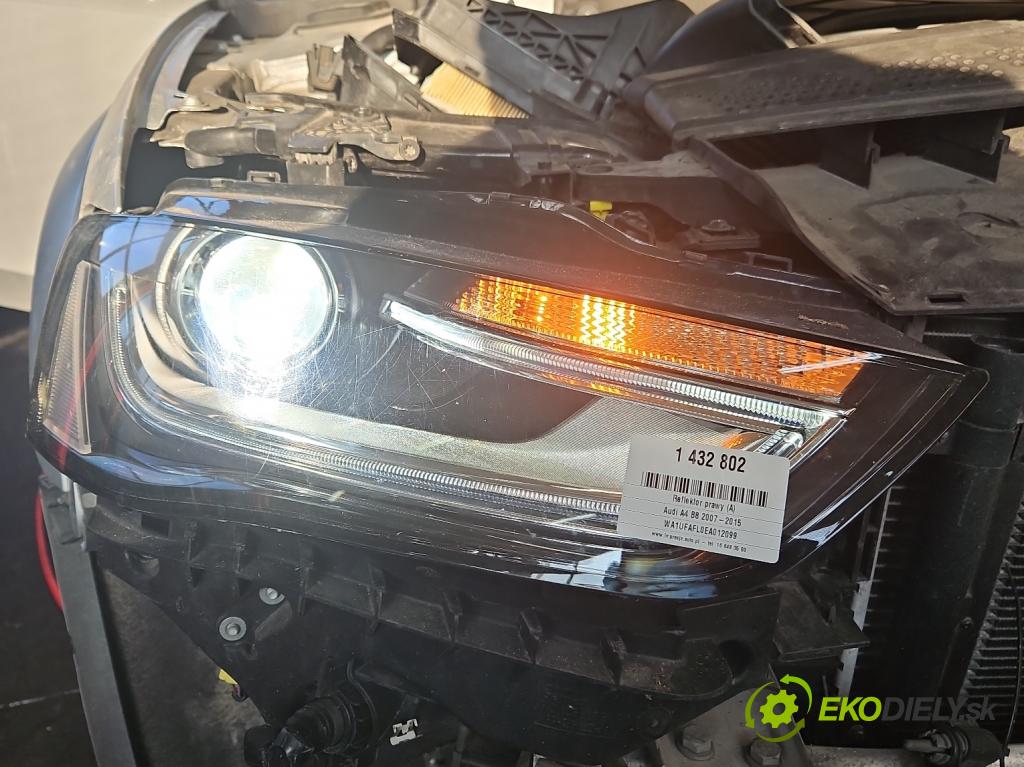 Audi A4 B8 2007-2015 2.0 TFSI 211KM automatic 155 kW 1984 cm3 5- Reflektor: pravý 8K0941006 (Svetlo predné pravé)
