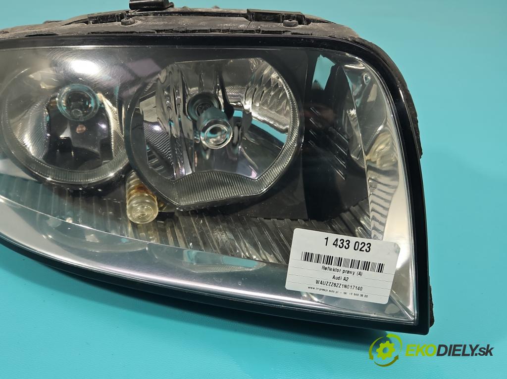 Audi A2 1.4 16V (AUA) 75 HP manual 55 kW 1390 cm3 5- Reflektor: pravý  (Pravé)