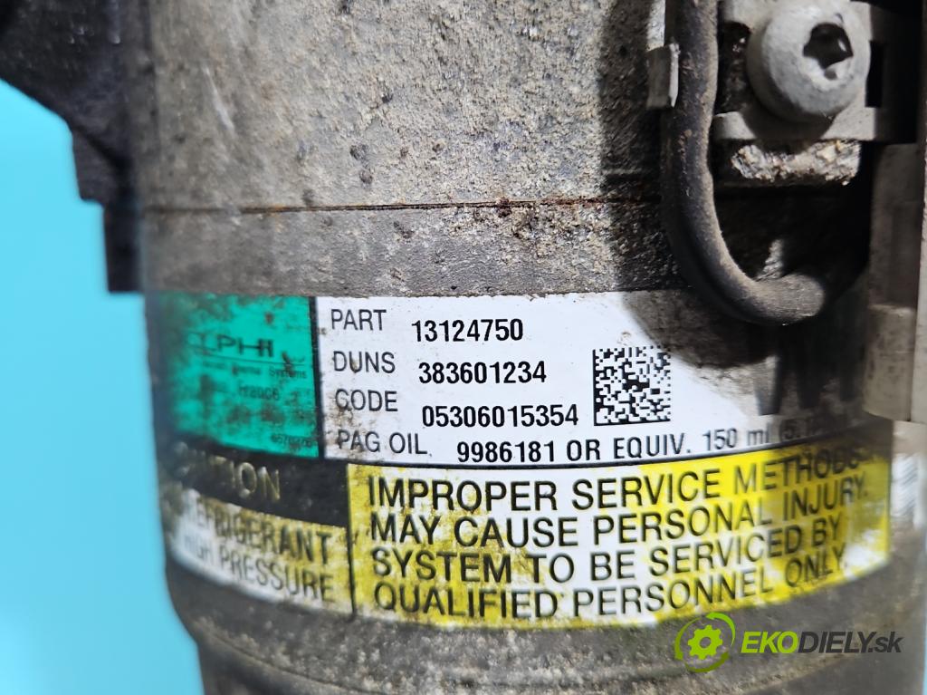 Opel Meriva A 2002-2010 1.6 16V 105 HP manual 77 kW 1598 cm3 5- Kompresor: klimatizácie 13124750 (Kompresory klimatizácie)