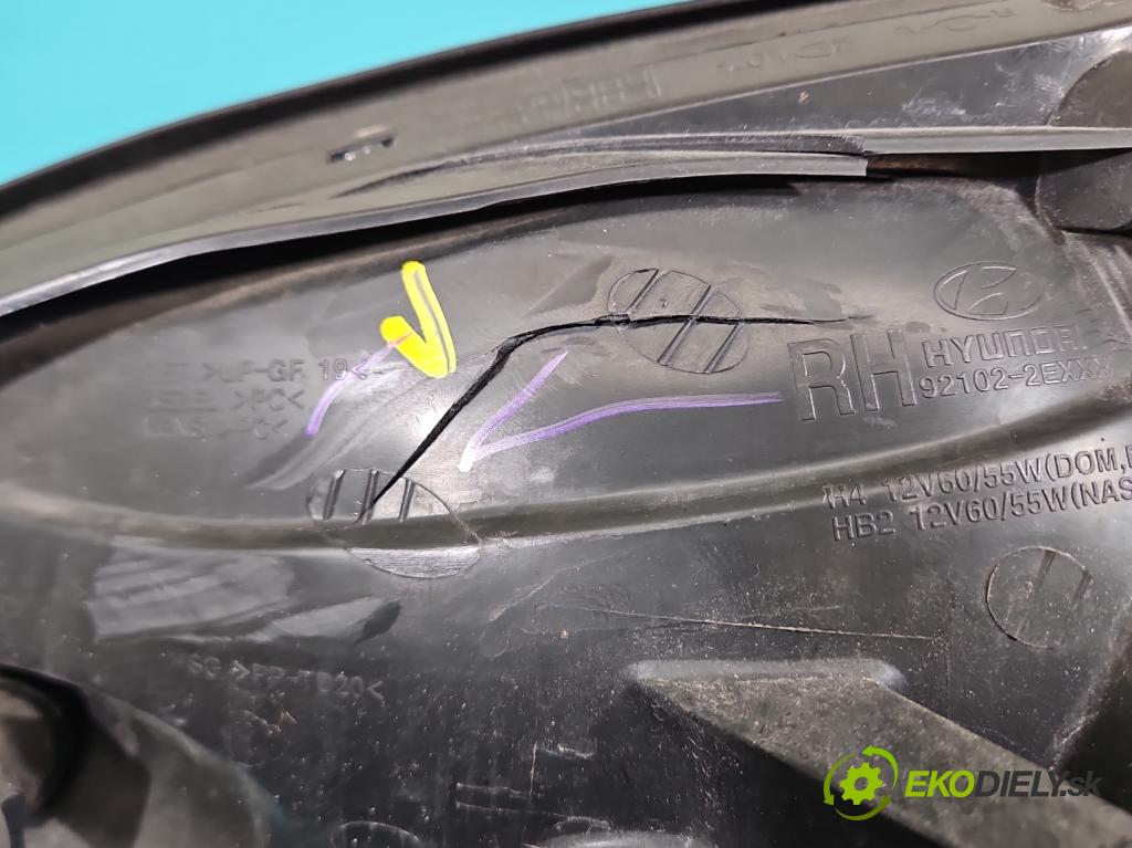 Hyundai Tucson I 2004-2009 2.0 16V 141 HP manual 104 kW 1975 cm3 5- Reflektor: pravý 92102-2EXXX (Svetlo predné pravé)