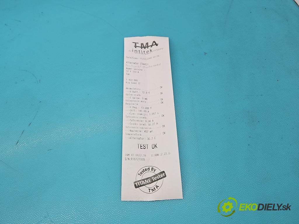Kia Ceed II 2012-2018 1.6 GDI 135 HP automatic 99 kW 1591 cm3 5- Alternator 37300-2B760 (Alternátor)