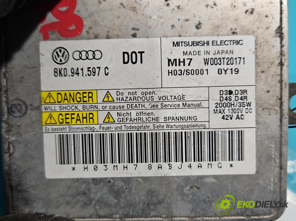 Audi A4 B8 2007-2015 2.0 tdi 143 HP automatic 105 kW 1968 cm3 5- střídač: xenon 8K0941597C (Riadiaca jednotka xenónu)