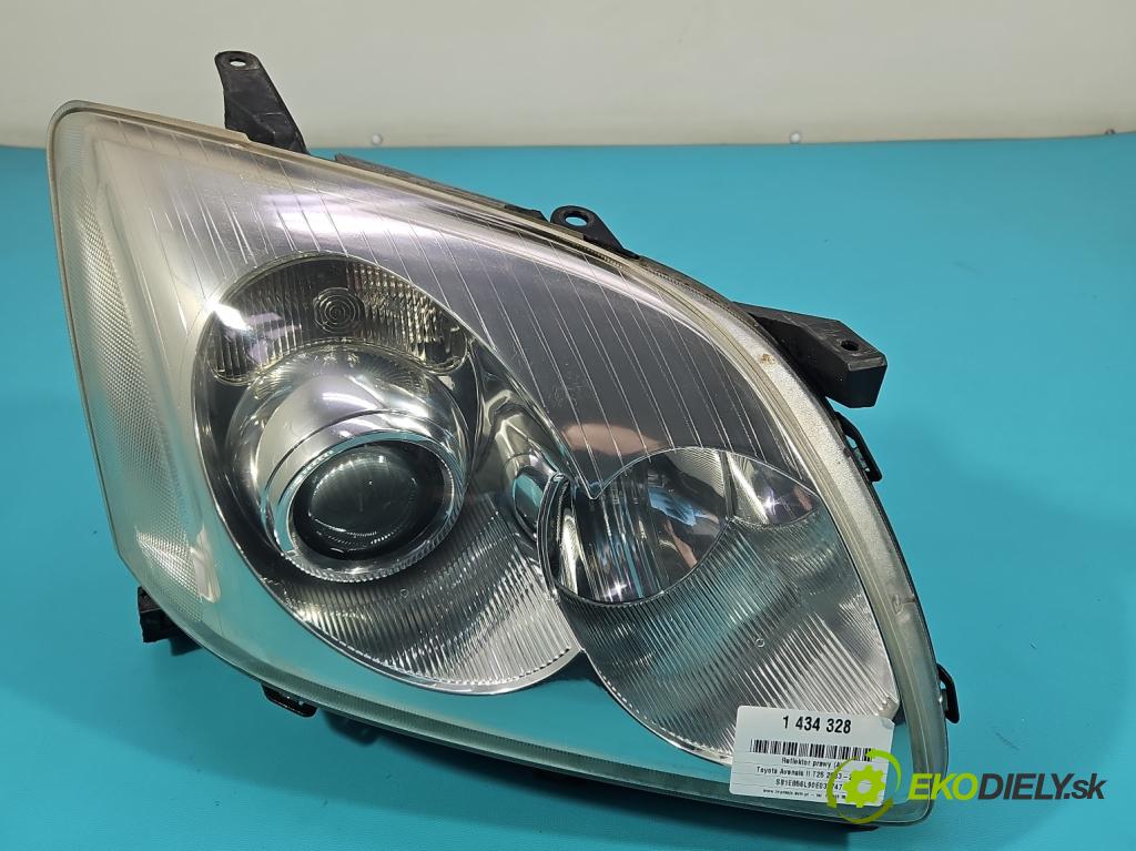 Toyota Avensis II T25 2003-2008 2.2 D-CAT 177 HP manual 130 kW 2231 cm3 5- Reflektor: pravý  (Svetlo predné pravé)