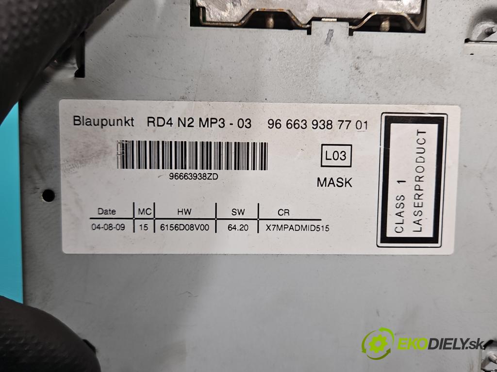 Citroen C5 II 2008-2017 1.6 hdi 109 HP manual 80 kW 1560 cm3 4- Radio originál 9666393877