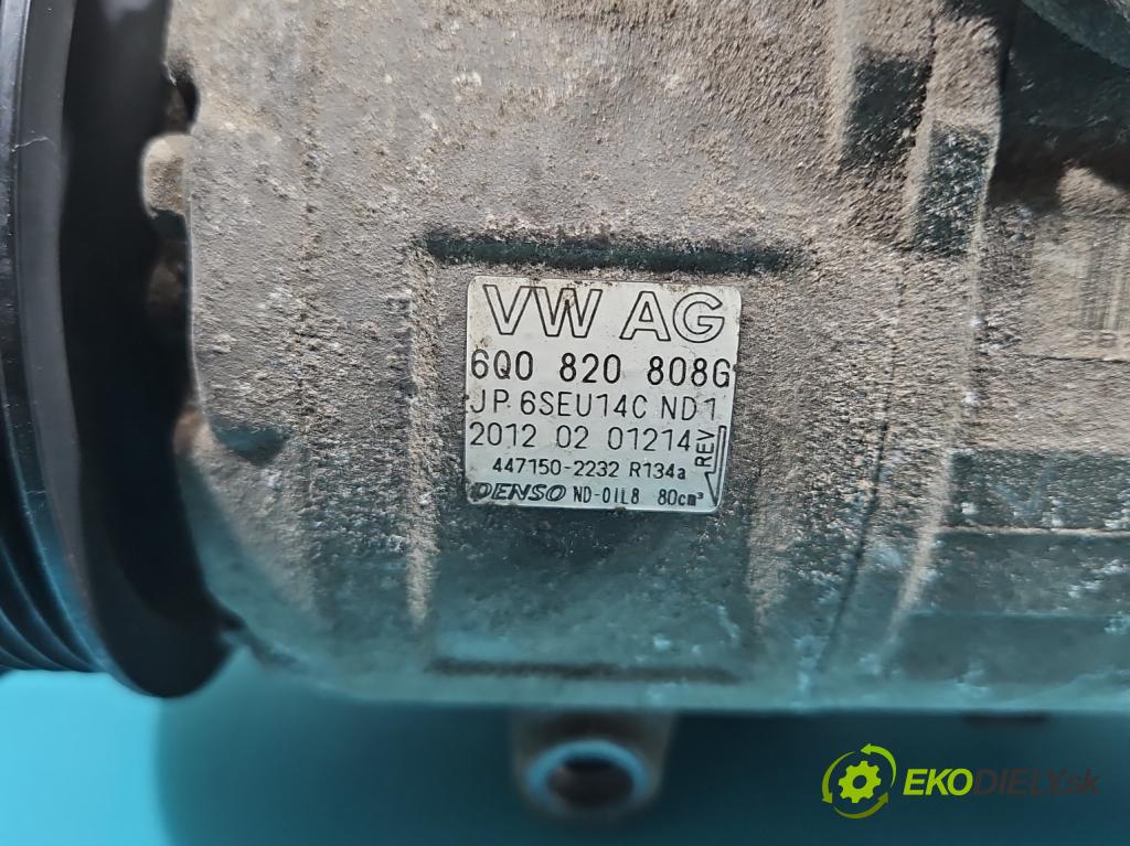 Skoda Fabia II 2007-2014 1.2 12V 69KM manual 51 kW 1198 cm3 5- Kompresor: klimatizácie 6Q0820808G (Kompresor klimatizácie)