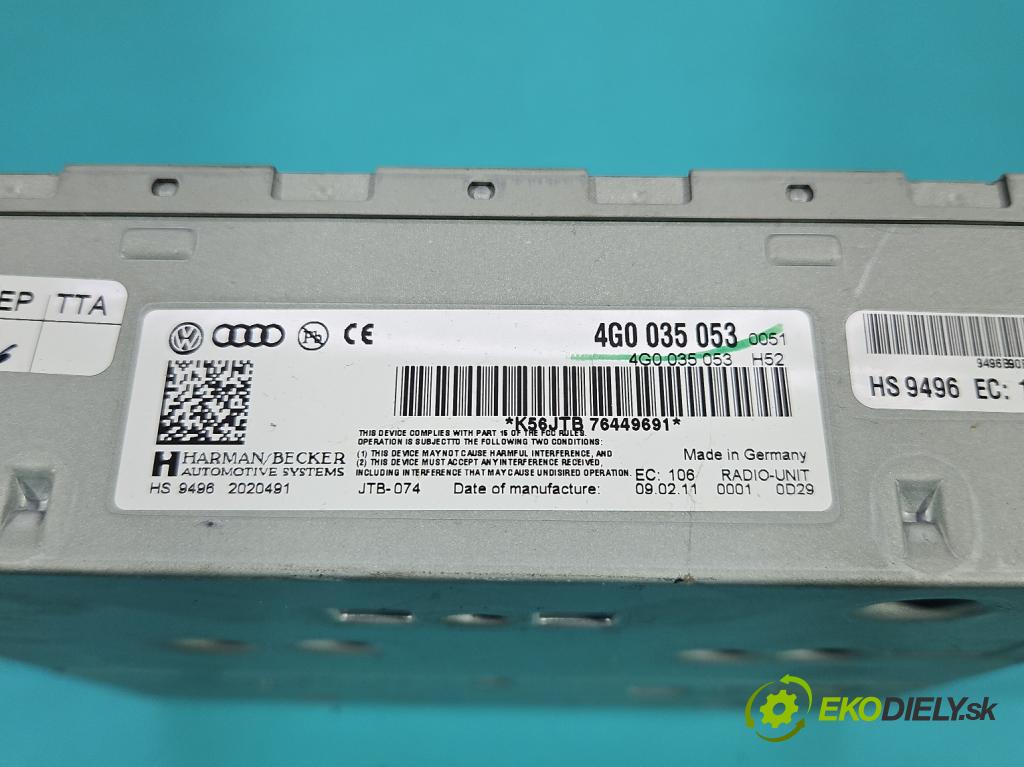 Audi A4 B8 2007-2015 2.0 tdi 143 HP automatic 105 kW 1968 cm3 5- Radio originál 4G0035053