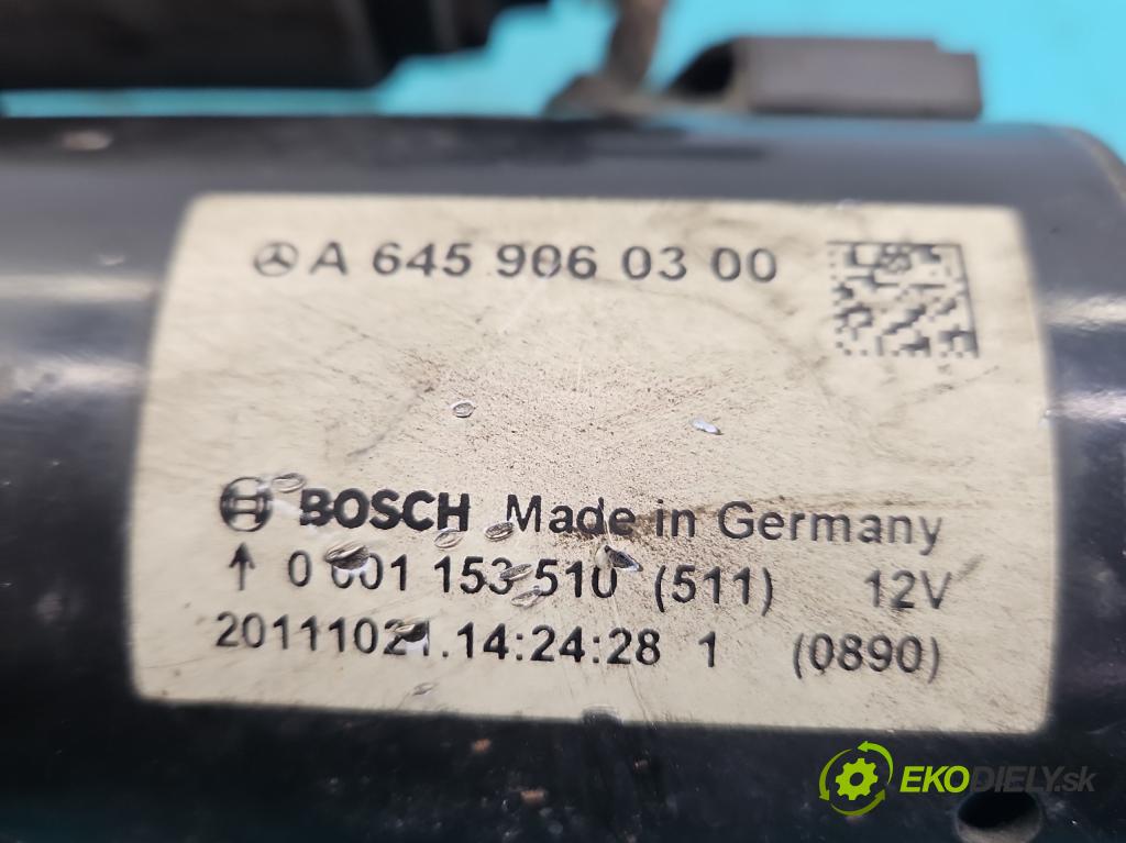 Mercedes B W246  2011-2018 1.8 CDI 109 HP automatic 80 kW 1796 cm3 5- štartér A6459060300 (Štartér)