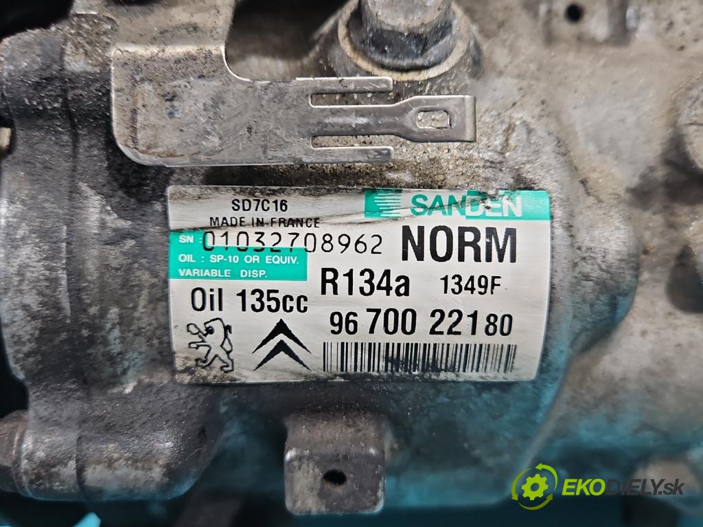 Citroen C5 II 2008-2017 1.6 hdi 109 HP manual 80 kW 1560 cm3 4- Kompresor: klimatizácie 9670022180 (Kompresor klimatizácie)