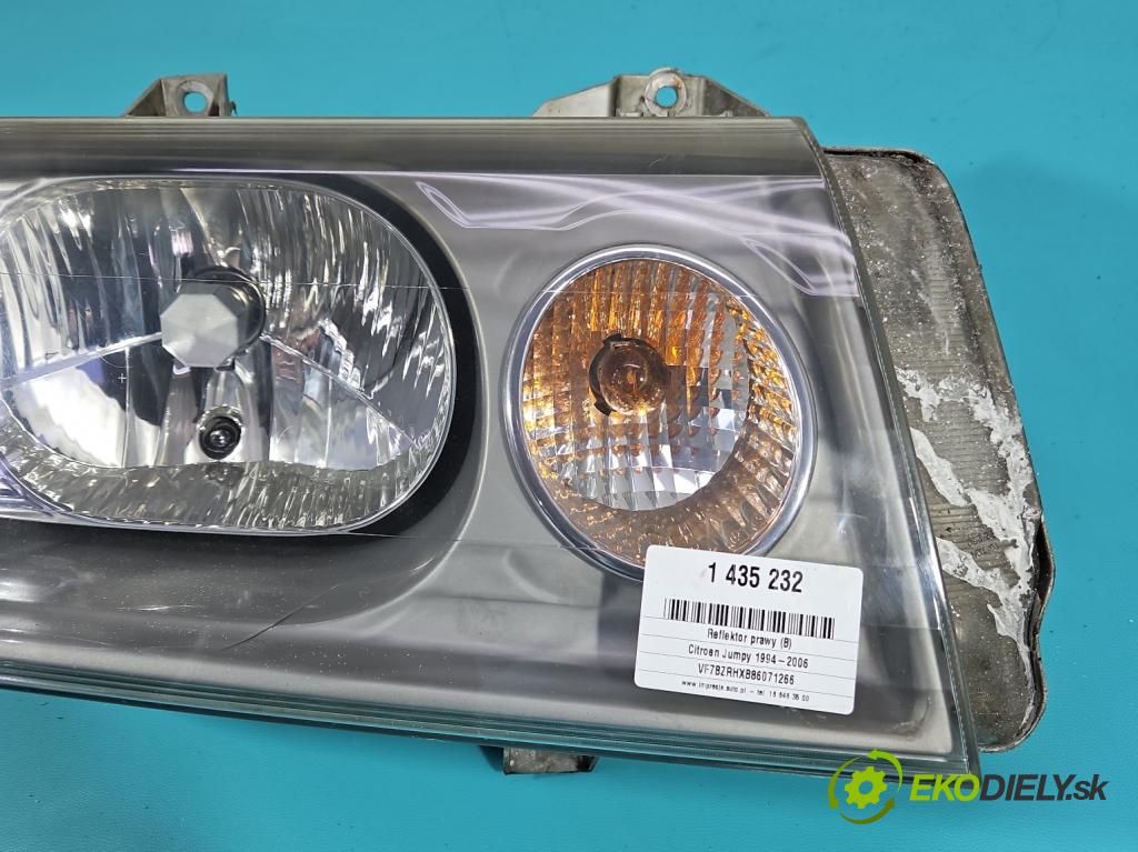 Citroen Jumpy 1994-2006 2.0 hdi 94 HP manual 69 kW 1997 cm3 5- Reflektor: pravý 1499096080 (Svetlo predné pravé)