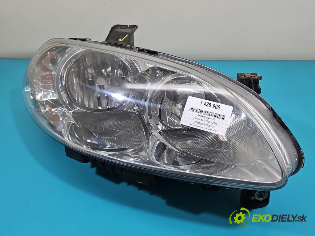 Fiat Croma II 2005-2010 2.2 16V 147 HP manual 108 kW 2198 cm3 5- Reflektor: pravý  (Pravé)