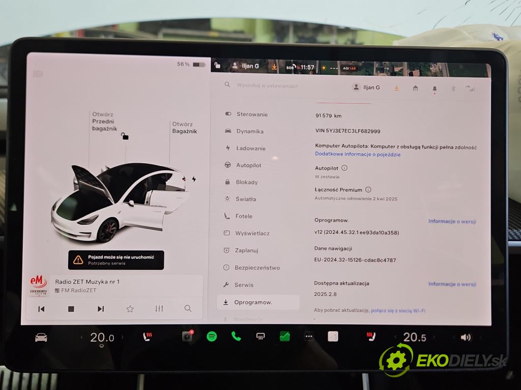 Tesla Model 3 2017- 0.0b: automatic 377 kW  4- Zobrazit: 1089543-00-H (Prístrojová doska, displej)