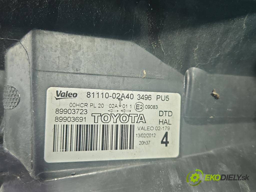 Toyota Auris I 2006-2013 1.8 16V 99 HP automatic 73 kW 1798 cm3 5- Reflektor: pravý 81110-02A40 (Svetlo predné pravé)
