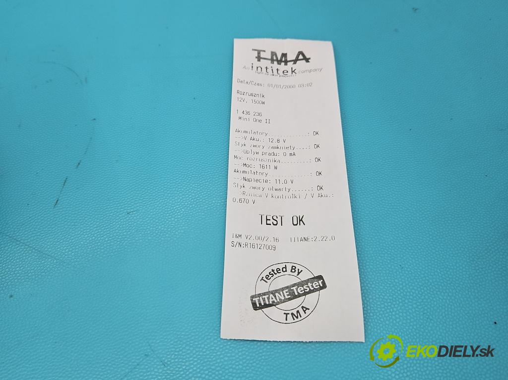 Mini One II 2006-2013 1.4 16V 95 HP manual 70 kW 1397 cm3 3- štartér 0001138004 (Štartér)