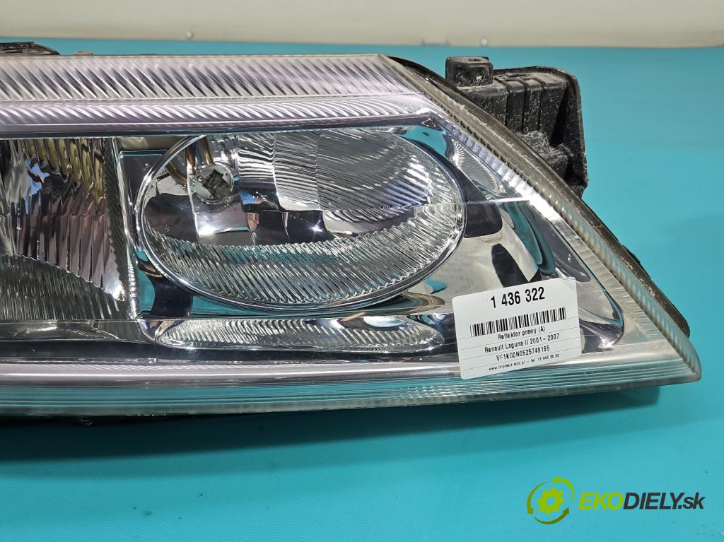 Renault Laguna II 2001-2007 2.0 16V 140 HP manual 103 kW 1998 cm3 5- Reflektor: pravý 8200002847 (Svetlo predné pravé)