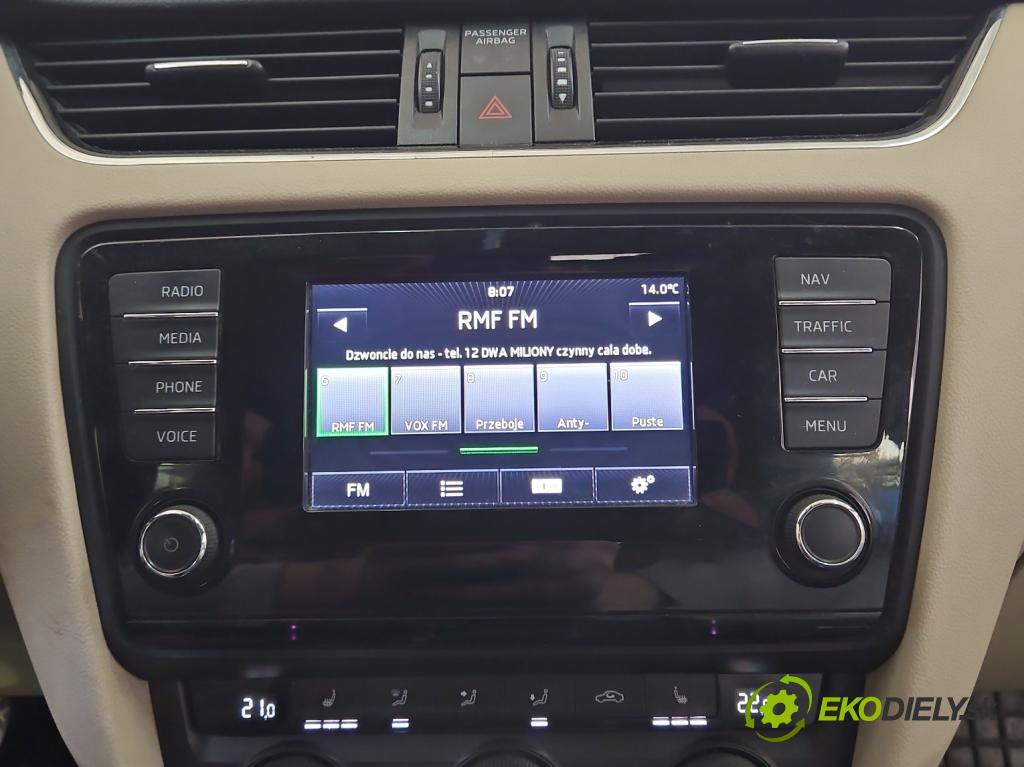 Skoda Octavia III 2013- 1.6 tdi 105 HP manual 77 kW 1598 cm3 5- Radio originál 5E0919605D