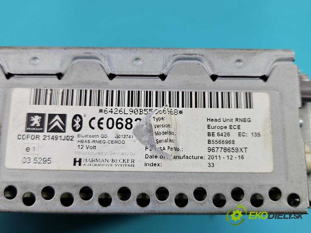 Citroen C4 Picasso I 2006-2013 2.0 hdi 136 HP automatic 100 kW 1997 cm3 5- Radio originál 96778659XT
