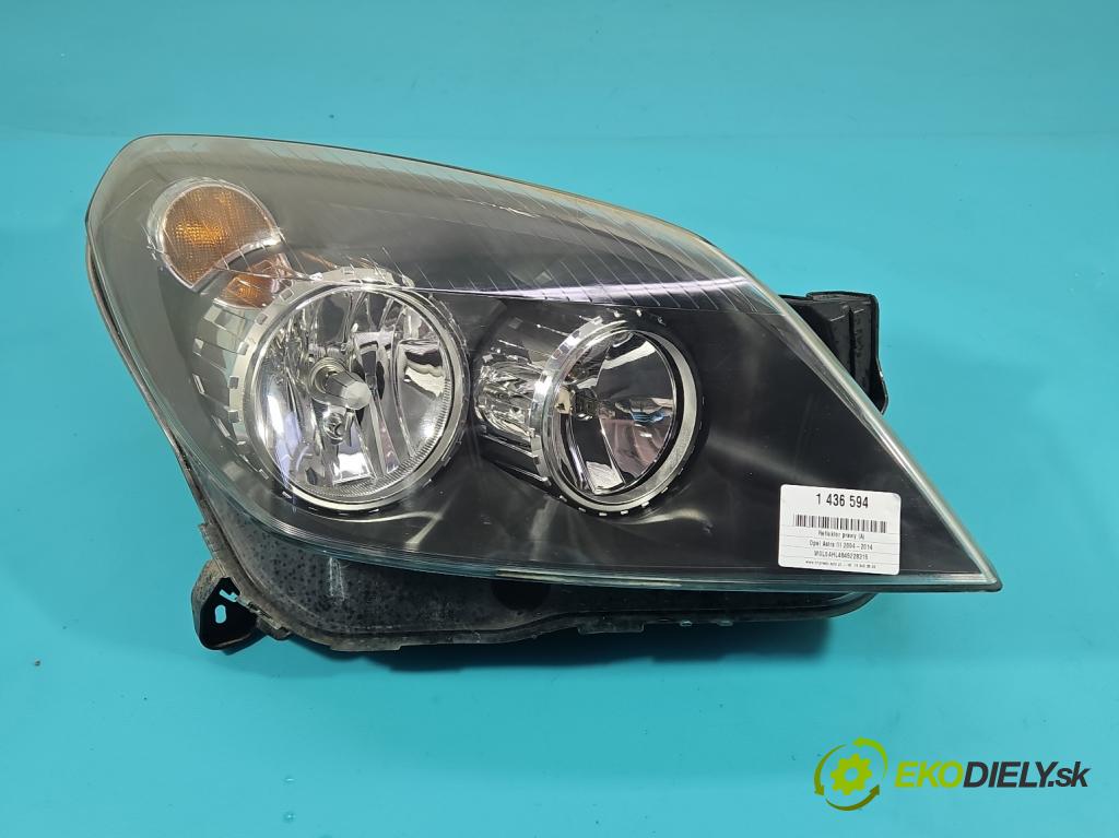 Opel Astra III 2004-2014 1.6 16V 105 HP manual 77 kW 1598 cm3 5- Reflektor: pravý 24451033 (Pravé)