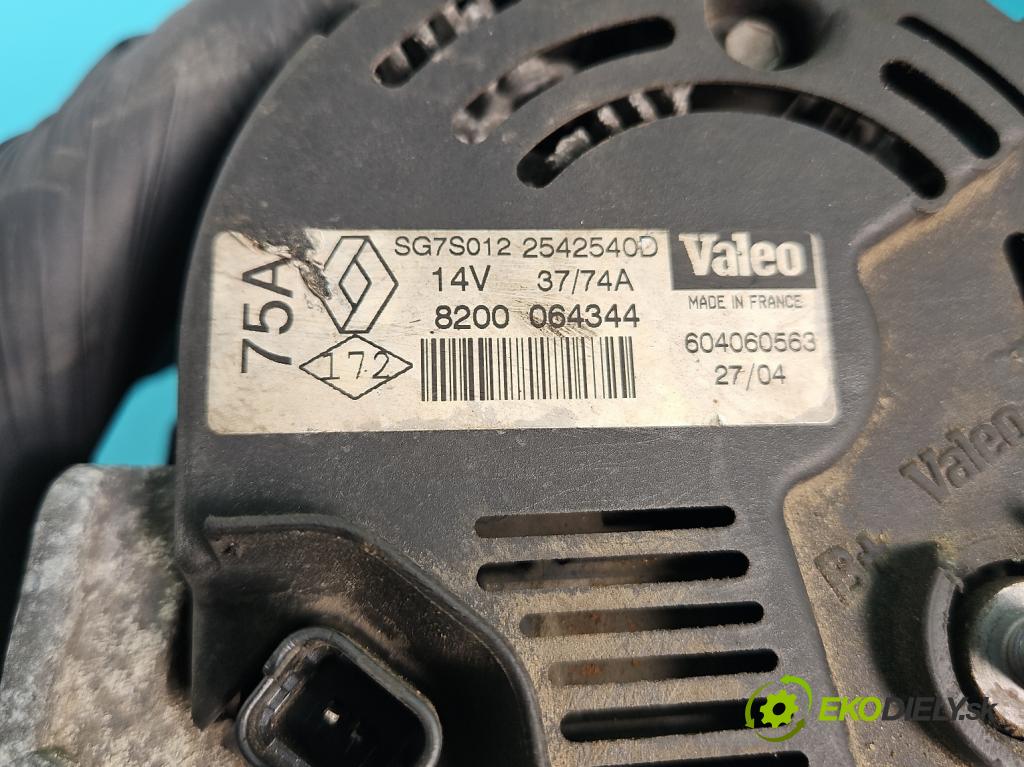Renault Clio II 1998-2012 1,2.0 8V 58 HP manual 43 kW 1149 cm3 3- Alternator 8200064344 (Alternátor)