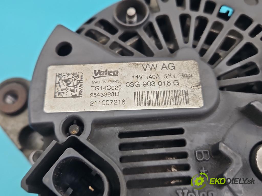 Audi A4 B8 2007-2015 2.0 tdi 143 HP automatic 105 kW 1968 cm3 5- Alternator 03G903016G (Alternátor)