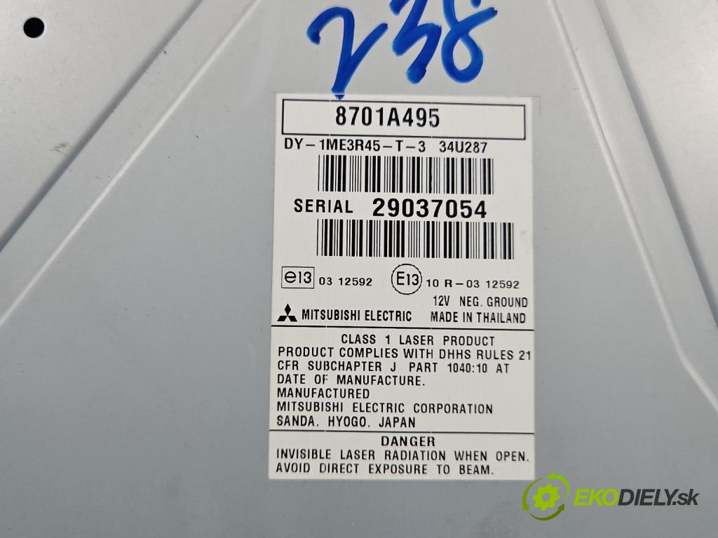 Mitsubishi ASX 2010-2021 1.6 16v 117 HP manual 86 kW 1590 cm3 5- Radio originál 8701A495