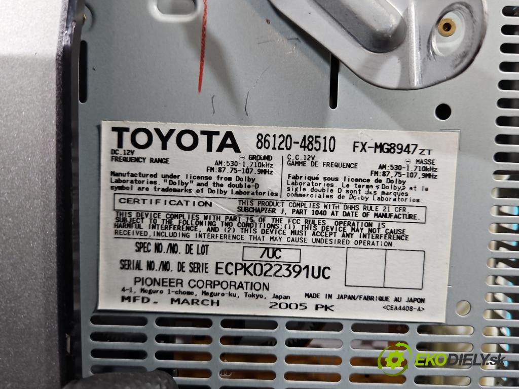 Lexus RX II 2003-2008 3.3 V6 211KM automatic 155 kW 3311 cm3 5- Radio originál 86120-48510