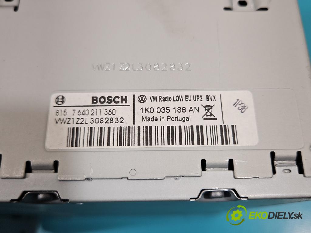 Vw Golf VI 2008-2013 1.6 tdi 105 HP manual 77 kW 1598 cm3 5- Radio originál 1K0035186AN