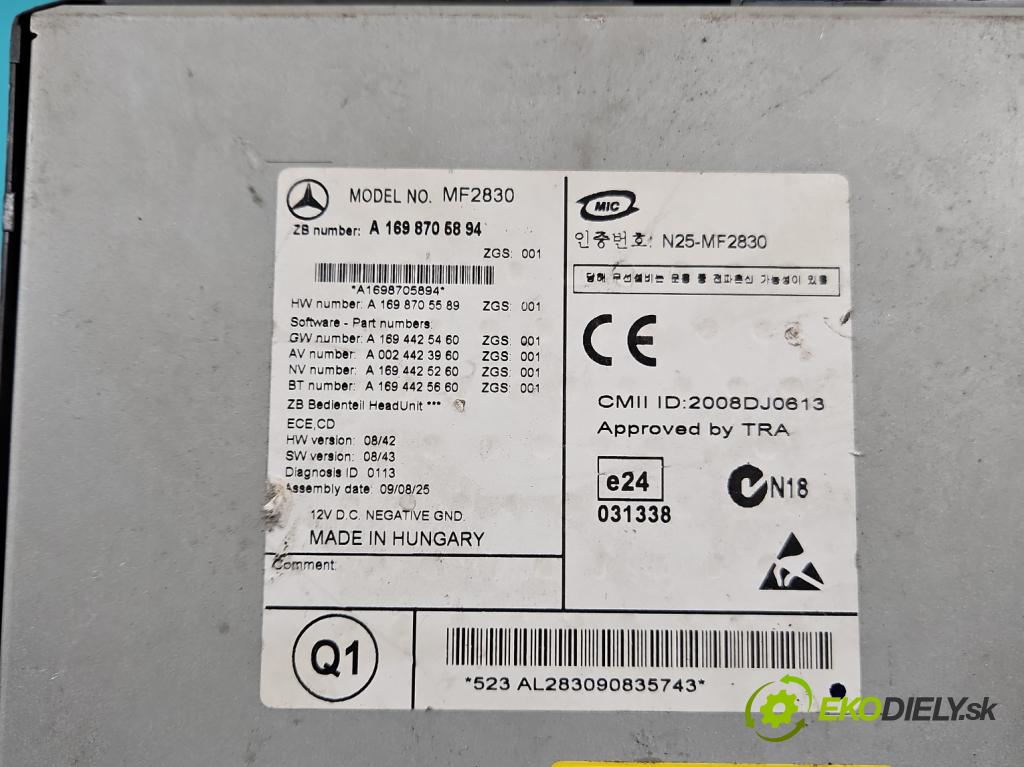 Mercedes B W245 2005-2011 2.0 cdi 140 HP manual 103 kW 1991 cm3 5- Radio originál A1698705894