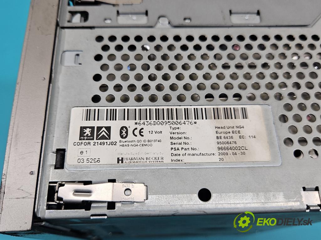 Citroen C5 II 2008-2017 2.0 hdi 136 HP automatic 100 kW 1997 cm3 5- Radio originál 96664002CL