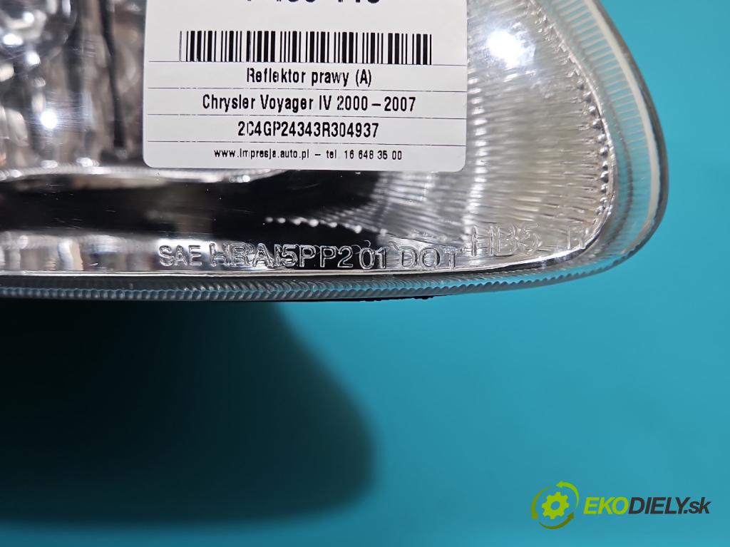 Chrysler Voyager IV 2000-2007 3.3 V6 177 HP automatic 130 kW 3301 cm3 5- Reflektor: pravý  (Svetlo predné pravé)