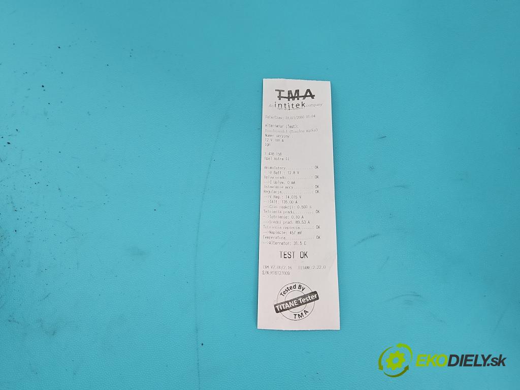 Opel Astra II 1998-2009 1.6 16V 101 HP manual 74 kW 1598 cm3 5- Alternator  (Alternátor)