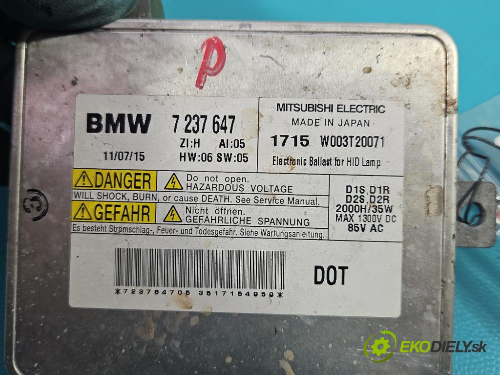 Bmw 3 E90 2005-2013 2.0d 184hp automatic 135 kW 1995 cm3 5- střídač: xenon 7237647 (Riadiaca jednotka xenónu)