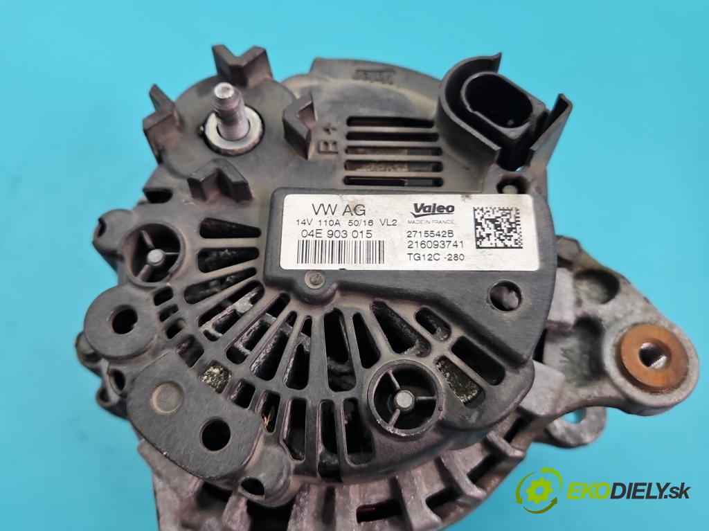 Skoda Fabia III 2014- 2021 1.2 TSI 90 HP manual 66 kW 1197 cm3 5- Alternator 04E903015 (Alternátor)