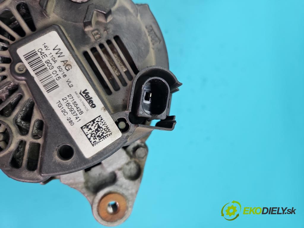 Skoda Fabia III 2014- 2021 1.2 TSI 90 HP manual 66 kW 1197 cm3 5- Alternator 04E903015 (Alternátor)