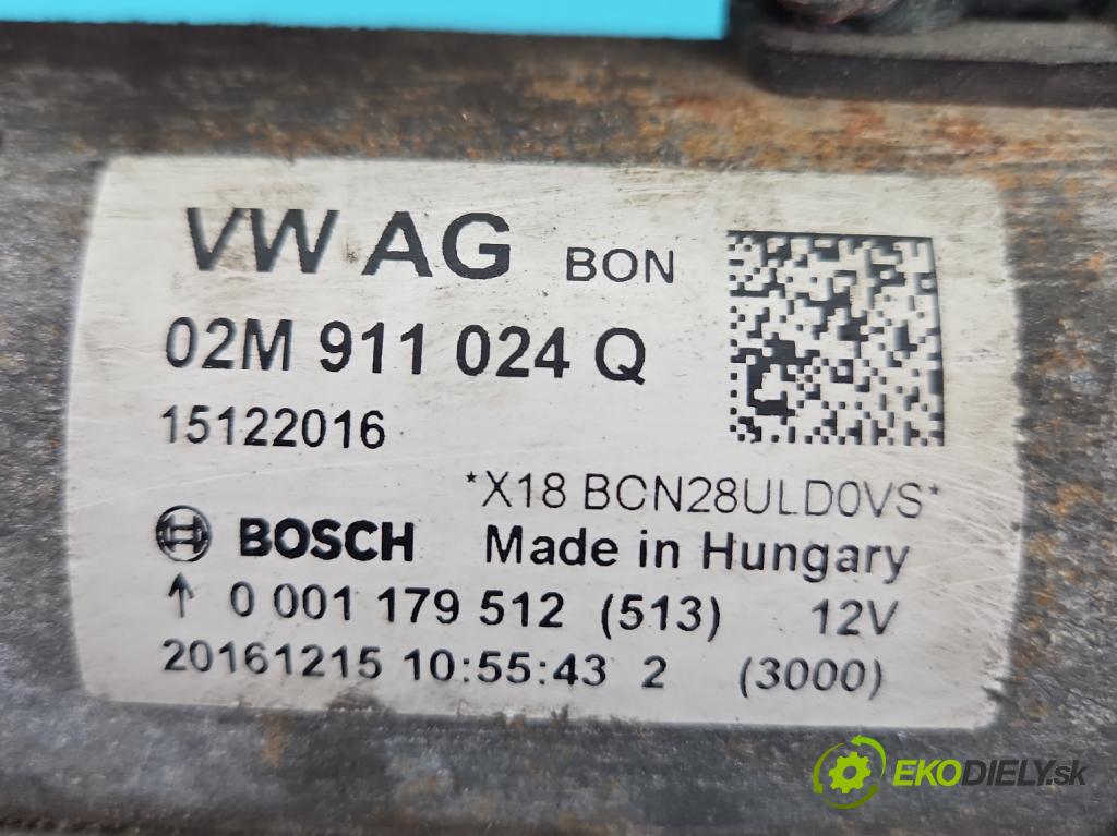 Skoda Fabia III 2014- 2021 1.2 TSI 90 HP manual 66 kW 1197 cm3 5- štartér 02M911024Q (Štartér)