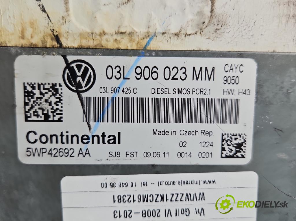 Vw Golf VI 2008-2013 1.6 tdi 105 HP manual 77 kW 1598 cm3 5- riadiaca jednotka motora 03L906023MM