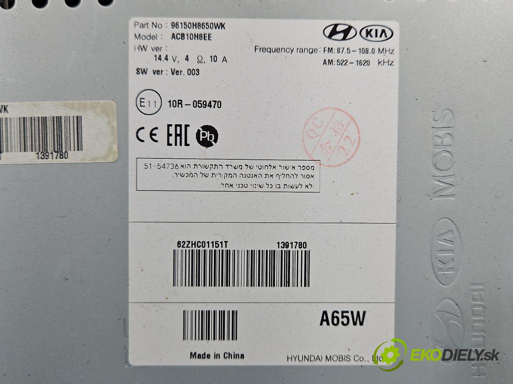 Kia Rio IV 2016-2023 1.4 crdi 90 HP manual 66 kW 1396 cm3 5- Radio originál 96150H8650WK