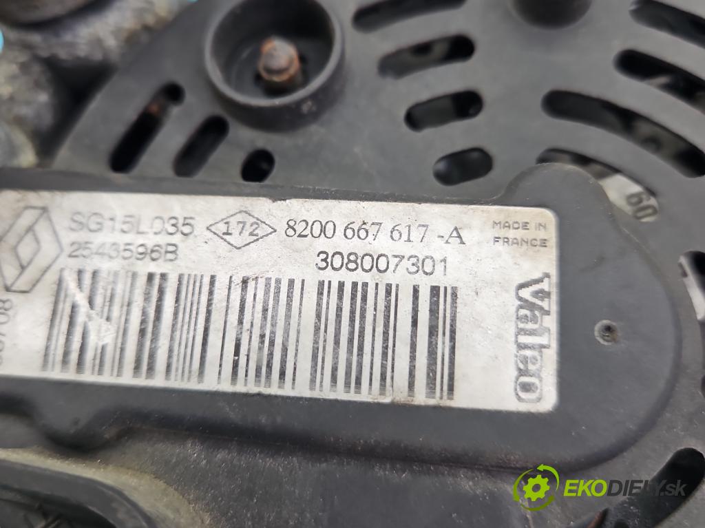Renault Scenic II 2003-2009 1.9 dci 120 HP manual 88 kW 1870 cm3 5- Alternator 8200667617A (Alternátor)
