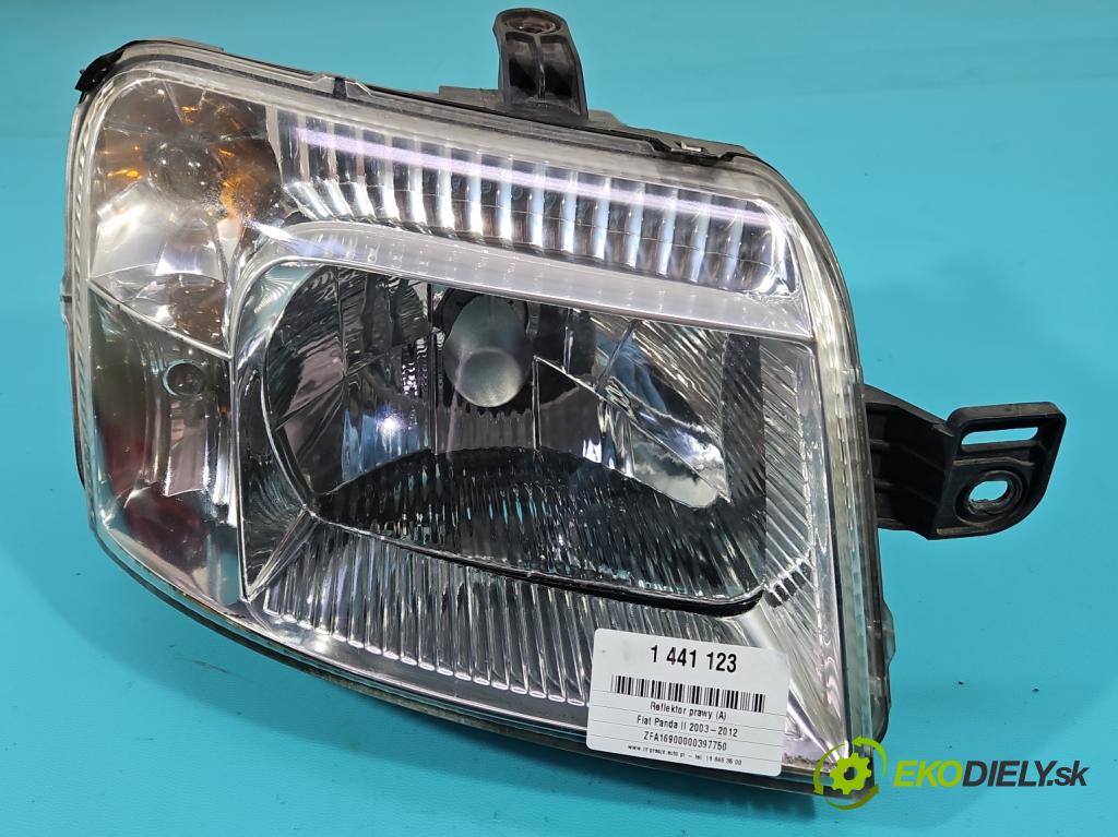 Fiat Panda II 2003-2012 1.2 60 HP manual 44 kW 1242 cm3 5- Reflektor: pravý  (Svetlo predné pravé)