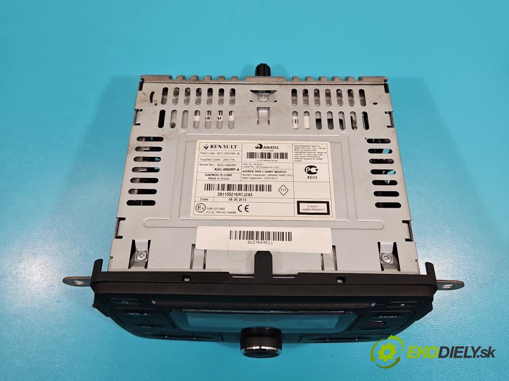 Dacia Sandero II 2012-2020 1.1 16V 75 HP manual 55 kW 1149 cm3 5- Radio originál 281155216R-B